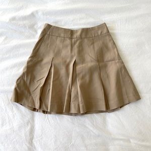 High Rise Pleated Mini Skirt / Skort in Tan/Brown